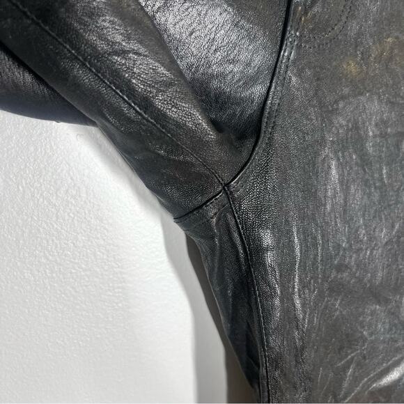 Frame  Sz 26 Le Garcon Leather Slim  Boyfriend Black Pants - Picture 5 of 13